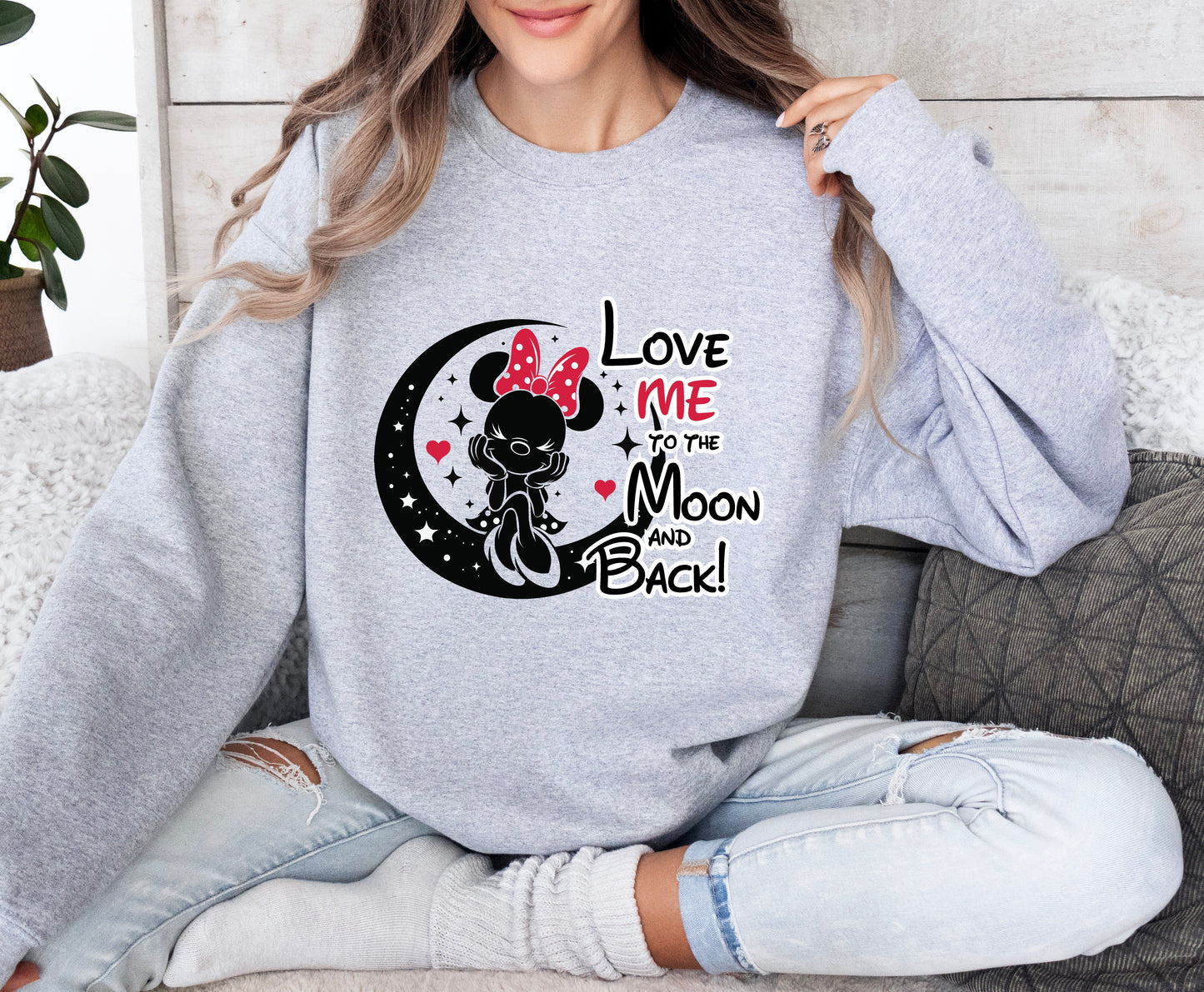 Minnie Mouse Love Me Red Bow Sweatshirt Design