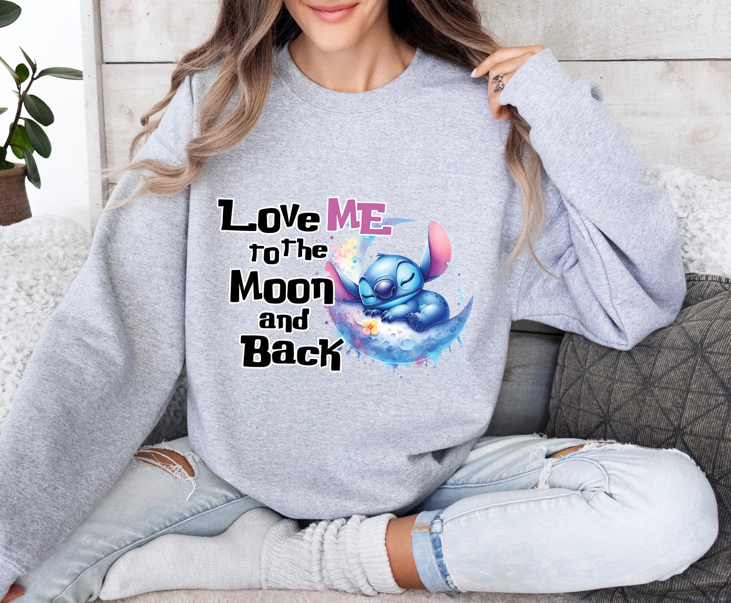 Love Me to the Moon and Back Stitch Sweatshirt