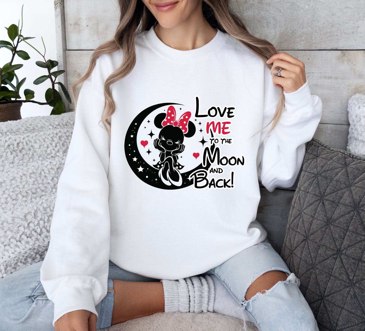 Minnie Mouse Love Me Red Bow Sweatshirt Design