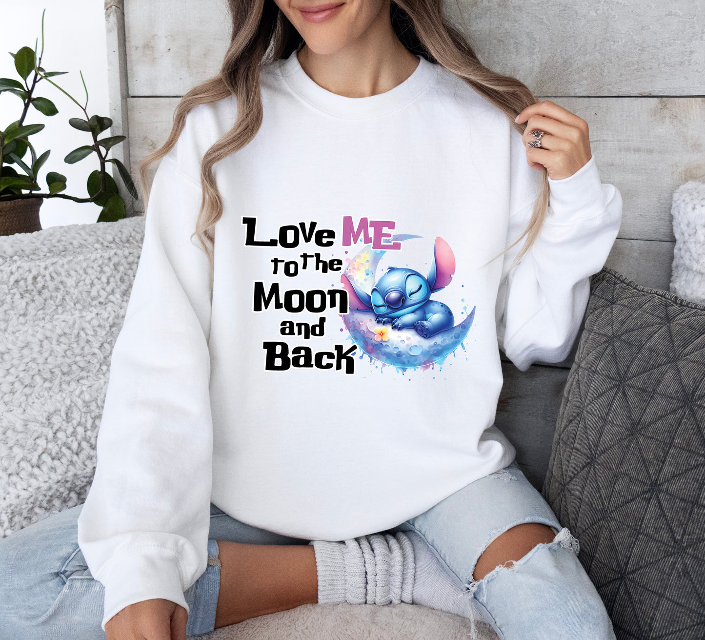 Love Me to the Moon and Back Stitch Sweatshirt