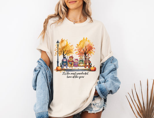 Winnie the Pooh Crew on a bench